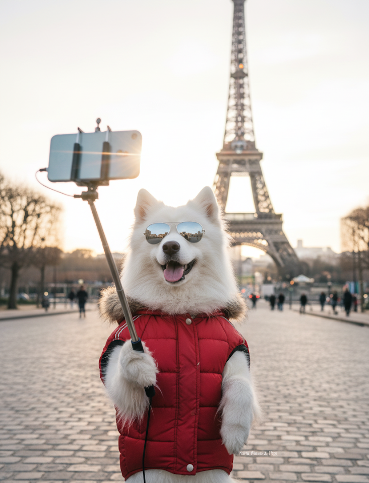 巴黎旅行自拍狗狗